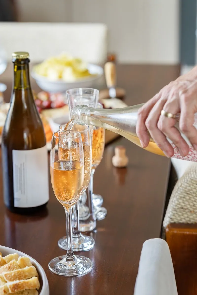 Sparkling wine being poured into glasses