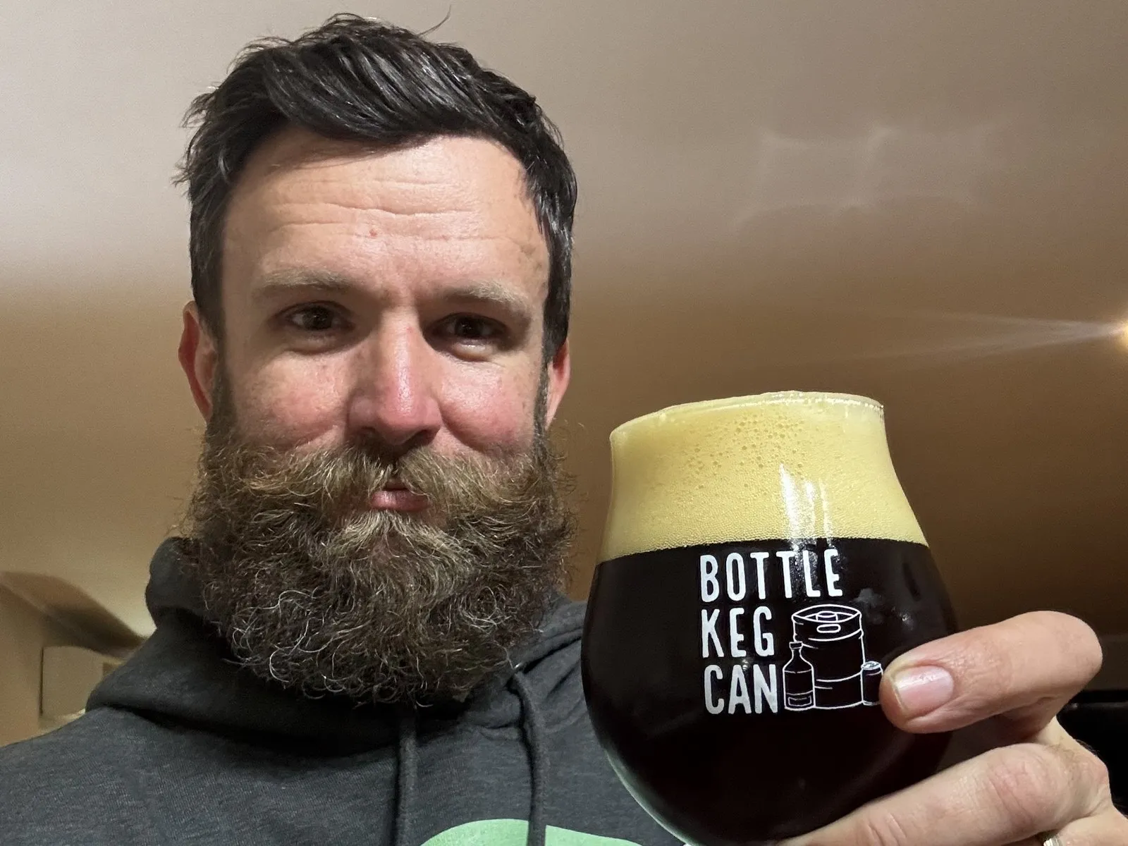 Mark raising a Bottle Keg Can glass